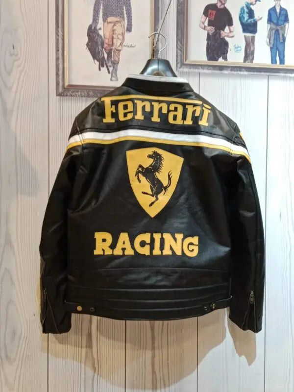 Ferrari Motorcycle Racing Cowhide Leather Jacket