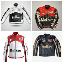 Load image into Gallery viewer, Motorcycle Racing Cowhide Vintage Marlboro Leather Jacket