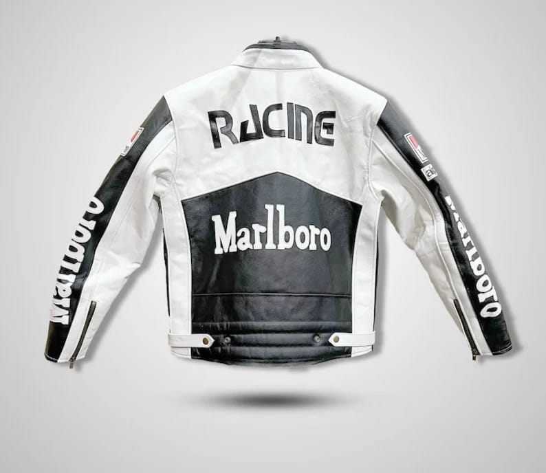 Motorcycle Racing Cowhide Vintage Marlboro Leather Jacket