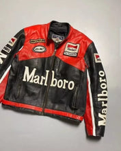 Load image into Gallery viewer, Motorcycle Racing Cowhide Vintage Marlboro Leather Jacket