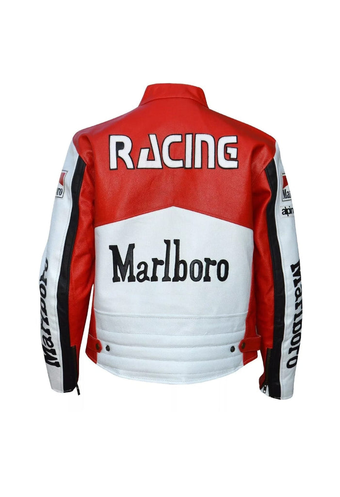 Motorcycle Racing Cowhide Vintage Marlboro Leather Jacket