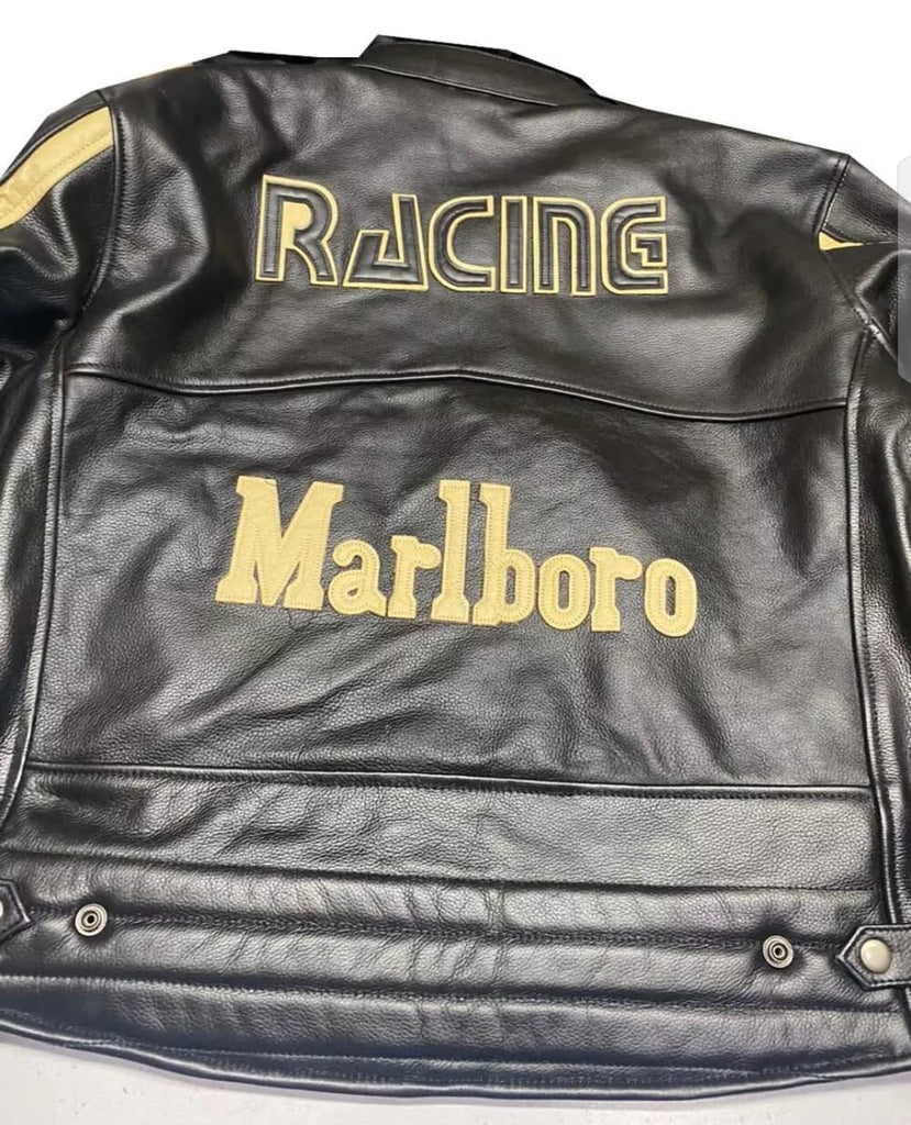 Motorcycle Racing Cowhide Vintage Marlboro Leather Jacket