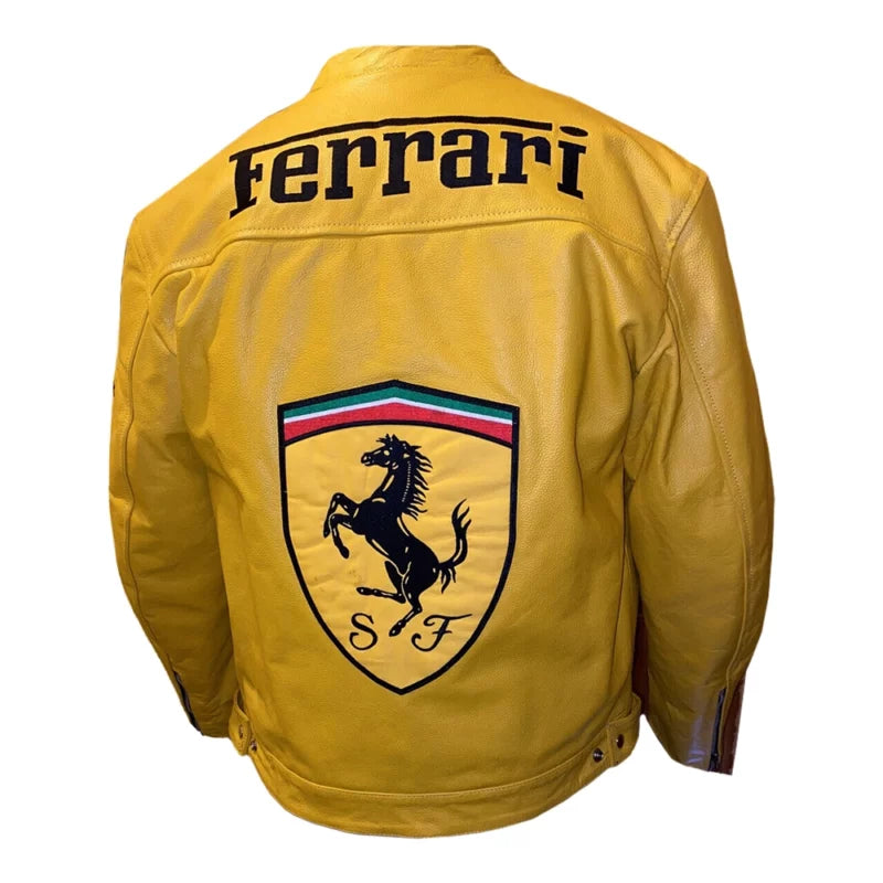 Ferrari Motorcycle Racing Cowhide Leather Jacket